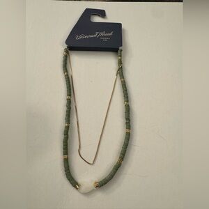 Universal Thread Olive Green Beaded Layered Necklace LX9